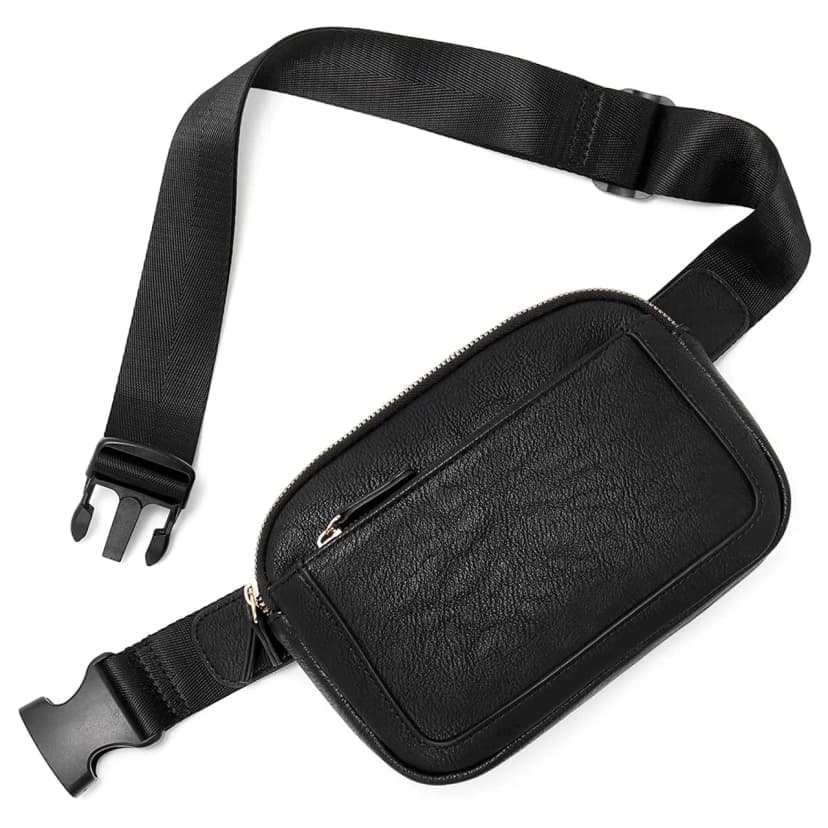 Black hip bag with adjustable strap