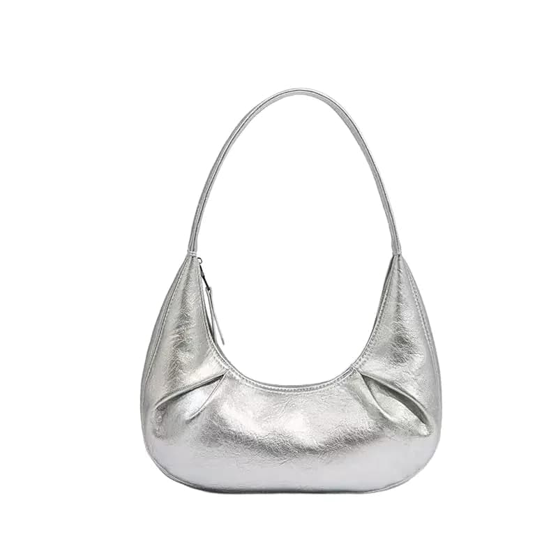 Metallic Crescent Shoulder Bag