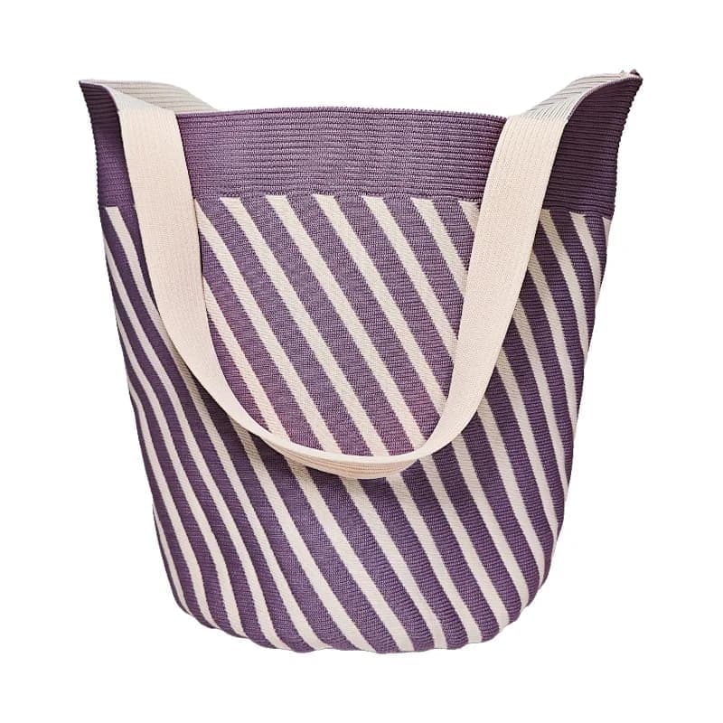 Striped Knit Bucket Bag