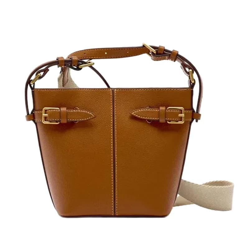 Structured Buckle Bucket Bag